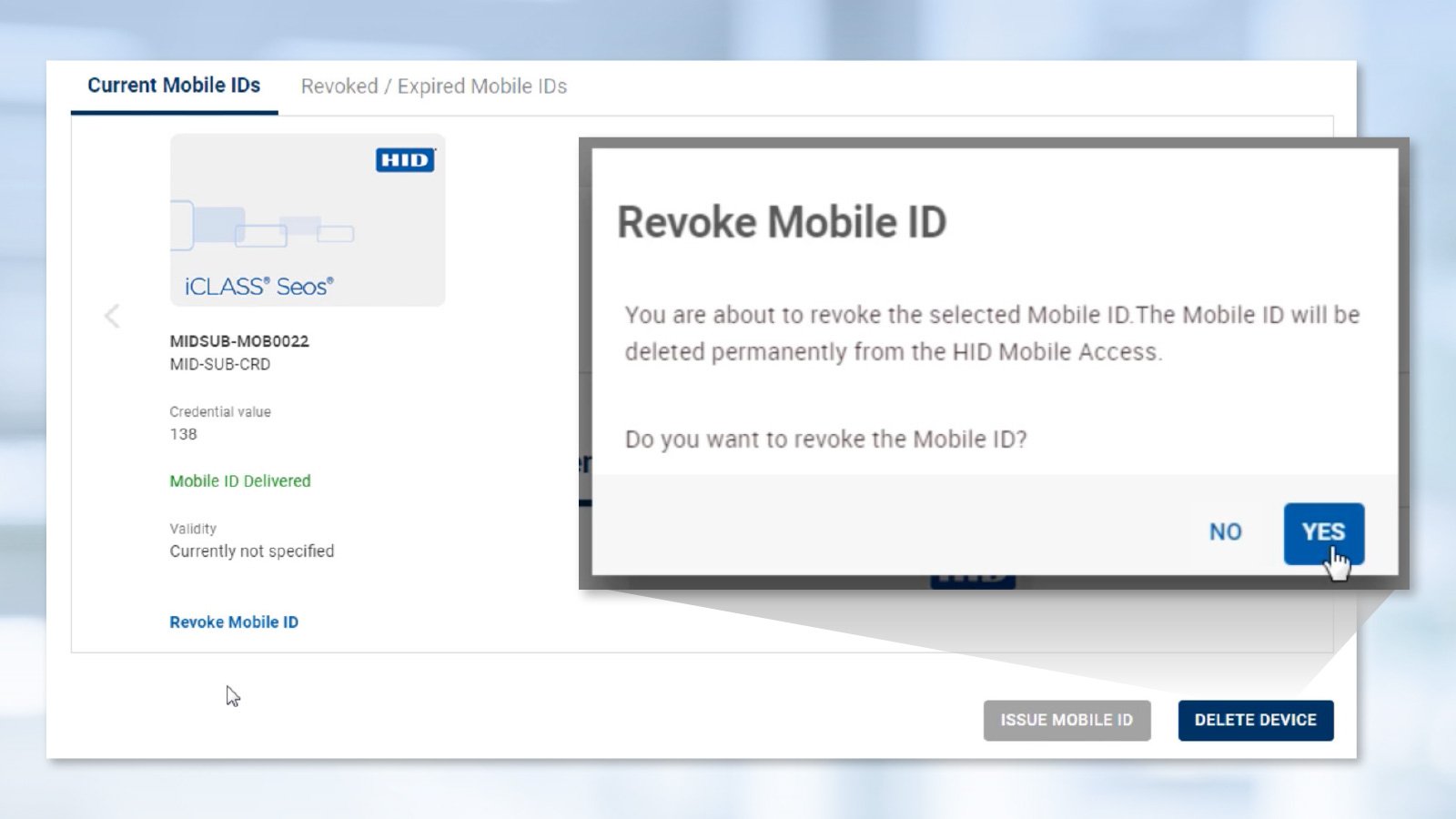 Mobile Access - Revoke Mobile ID